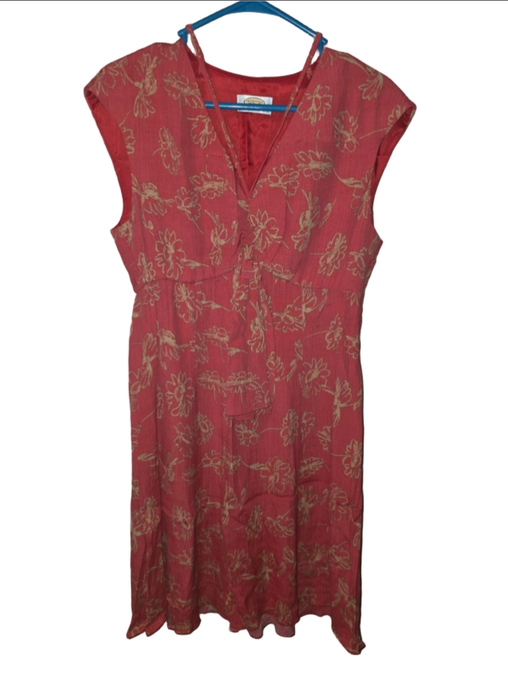 Talbots Petite Women's large Floral Midi Dress Red and Beige boho-chic